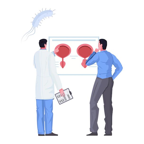 A man with signs of cystitis in a consultation with a urologist